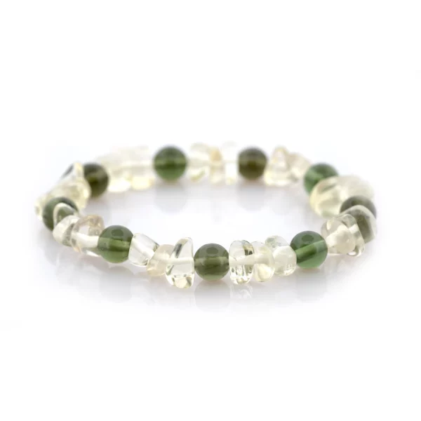 Vltavínový Korálkový Náramek & Tromlované Libyjské sklo - 20/41,4 ct