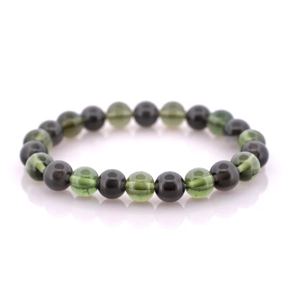 Vltavínový Korálkový Náramek & Korálky z Obsidianu - 34,2/33,6 ct